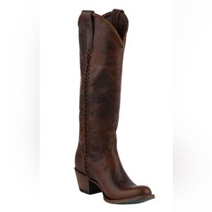 Plain Jane Cowgirl Boots With Braiding and has Round Toe